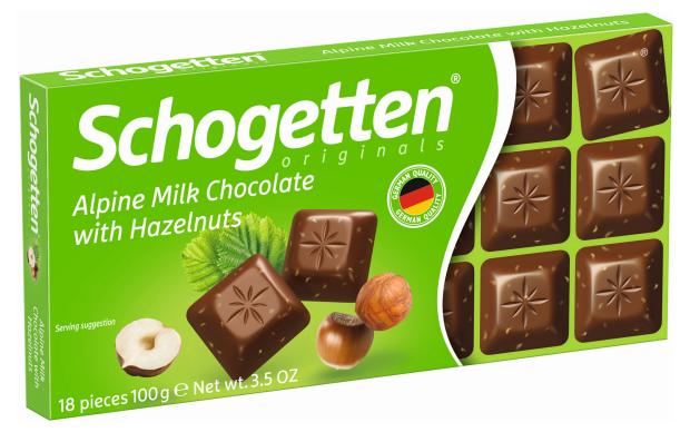 шоколад порционный schogetten alpine milk chocolate молочный 100 г Шоколад Schogetten Alpine Milk с фундуком, 100 г