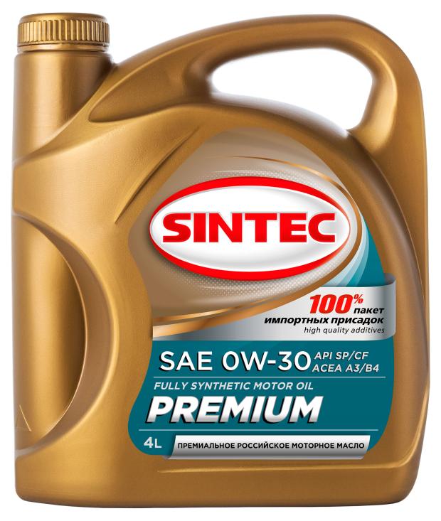 Синтетическое моторное масло Sintec Premium SAE 0W-30, 4 л