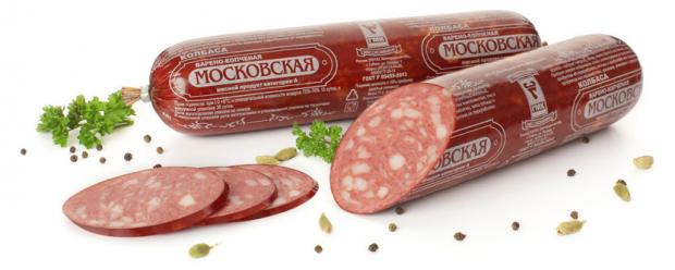 Колбаса варено-копченая Губкинский мясокомбинат Московская (0,8-1 кг), 1 упаковка ~ 1 кг