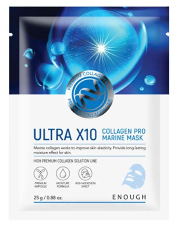 Маска тканевая для лица Enough Ultra X10 Collagen PRO Marine с морским коллагеном, 25 г