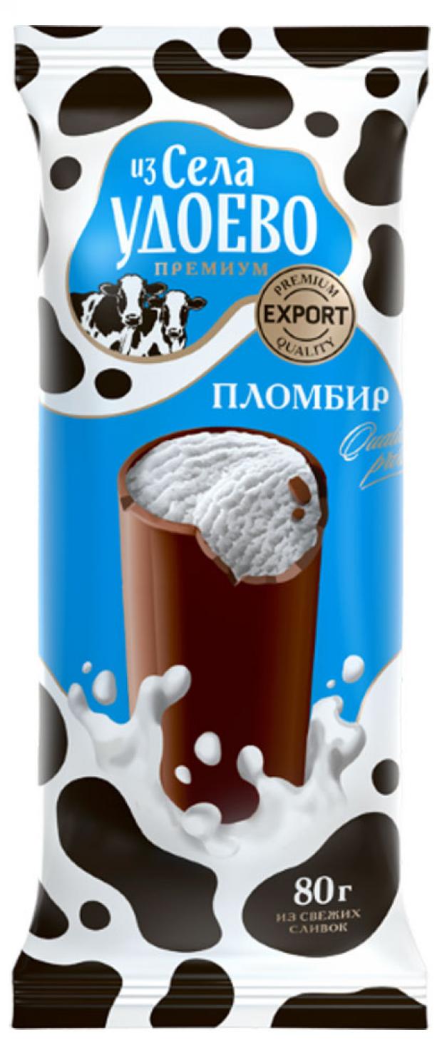 Мороженое Трубочка Из села Удоево пломбир в шоколадной глазури 15% БЗМЖ, 80 г