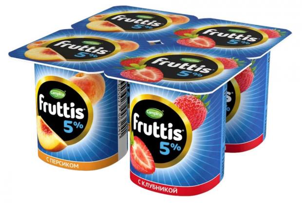 Йогуртный продукт Campina Fruttis клубника-персик 5%, 115 г