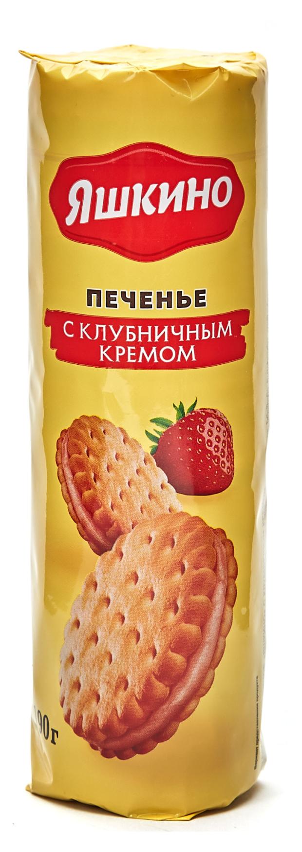 Печенье Яшкино с клубничным кремом, 190 г печенье затяжное janets bakery итальянское с изюмом 75 г