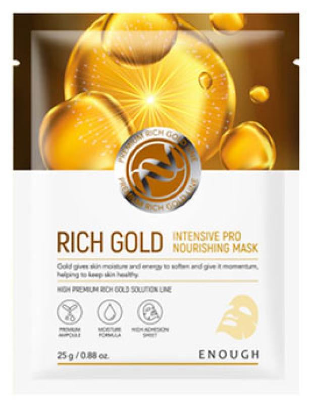 Маска тканевая для лица Enough Rich Gold Intensive Pro на основе ионов золота, 25 г