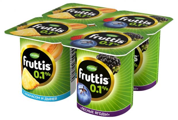 

Йогуртный продукт Campina Fruttis Легкий ананас-дыня-лесные ягоды 0,1%, 100 г