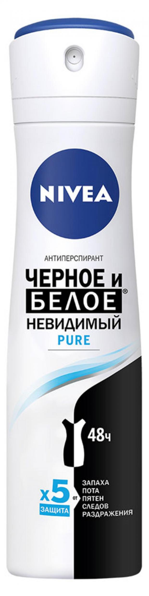 Антиперспирант спрей Nivea Pure невидимая защита для черного и белого, 150 мл