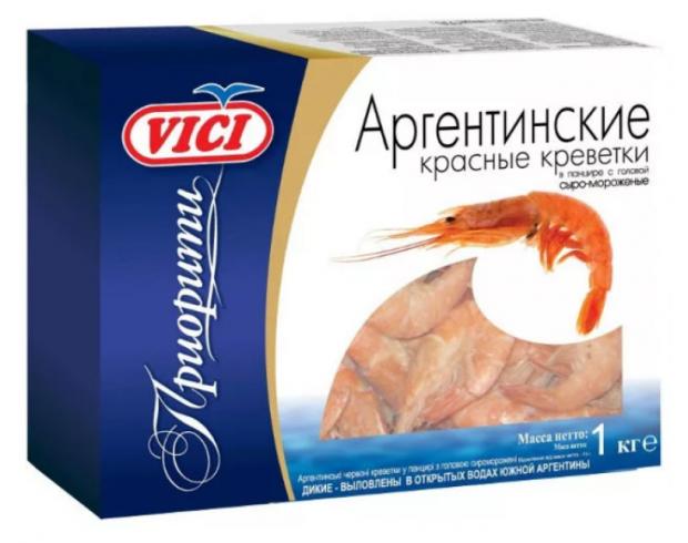 

Креветки Приорити Аргентинские VICI красные в панцире с головой, 1 кг