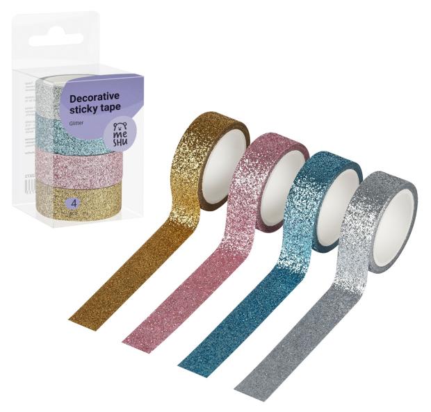 

Набор клейких декоративных лент Meshu Glitter, 4 шт