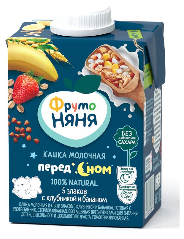 

Кашка молочная «ФрутоНяня» из пяти злаков с клубникой и бананом с 3 лет, 500 мл