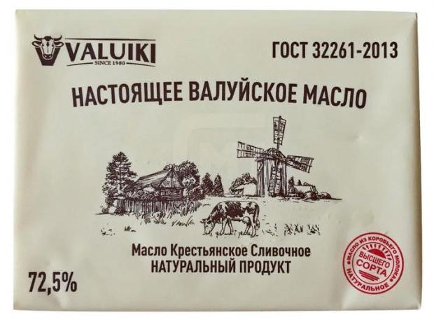 Масло сливочное Valuiki Крестьянское 72,5%, 180 г