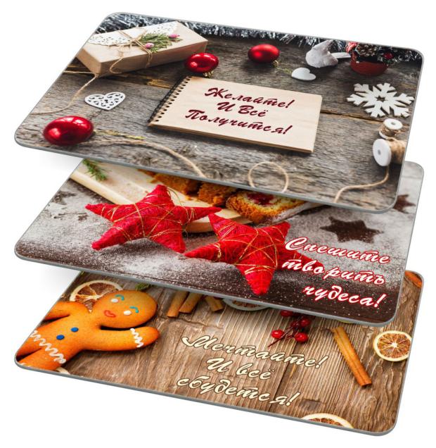 

Доска разделочная Мультидом Christmas стекло, 18х28 см