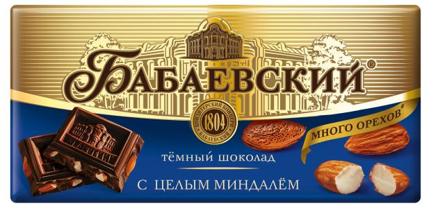 Шоколад Бабаевский темный с целым миндалем, 100 г