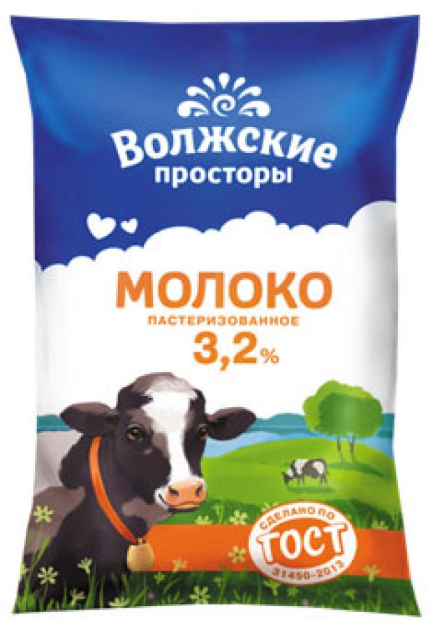 Молоко пастеризованное Волжские просторы 3,2% БЗМЖ, 900 мл