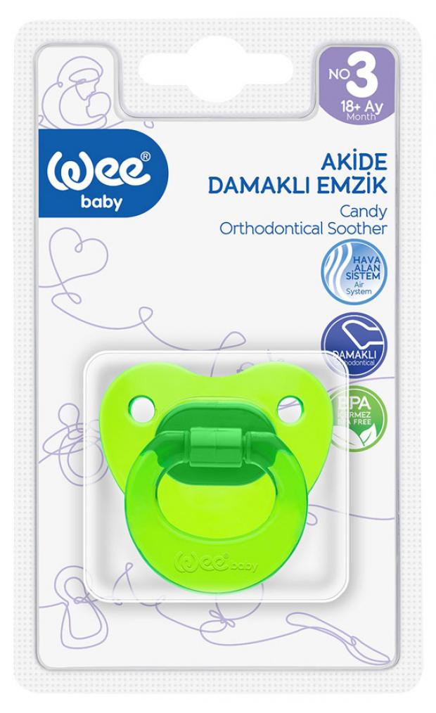 

Пустышка ортодонтическая Wee Baby Candy силиконовая от 18 мес., 1 шт
