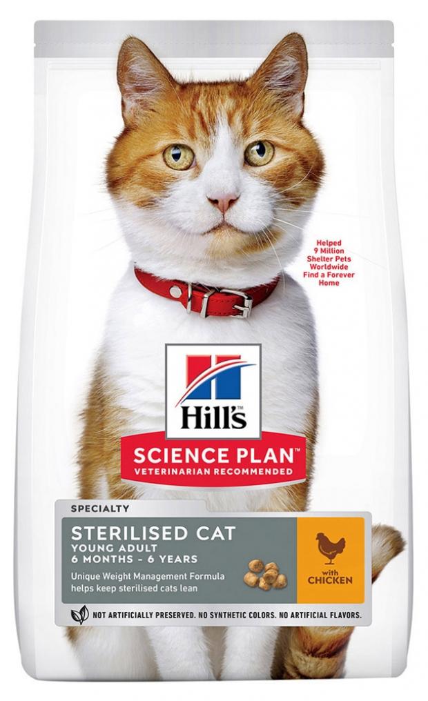 

Сухой корм для стерилизованных кошек и котов Hill's Science Plan с курицей, 1,5 кг