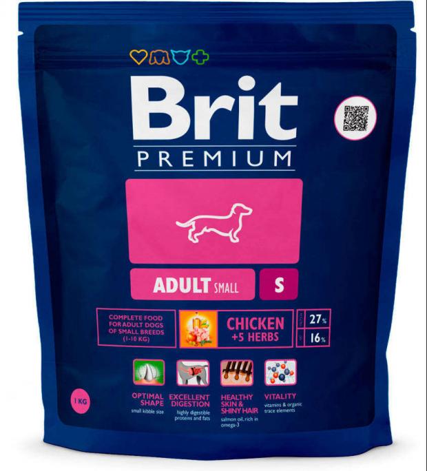 

Сухой корм для собак Brit Premium Adult S курица, 1 кг