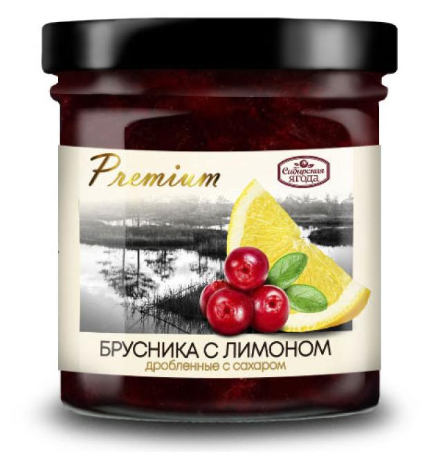 Ягода дробленая Сибирская Ягода Брусника с лимоном, 170 г