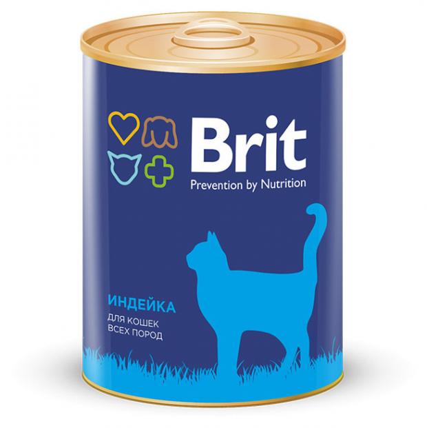 

Консервированный корм для кошек Brit индейка, 340 г