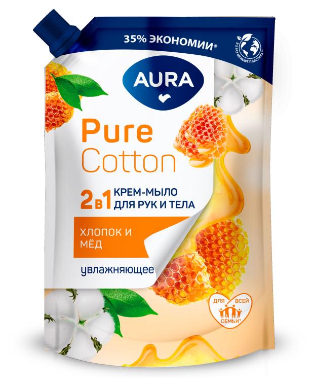 Крем-мыло Aura Pure Cotton 2в1 для рук и тела Хлопок и мед, 450 мл