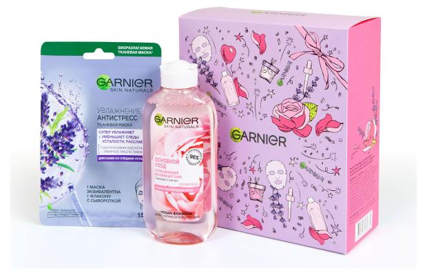 

Набор подарочный Garnier Тоник Роза 200 мл + Маска Лаванда 28 г