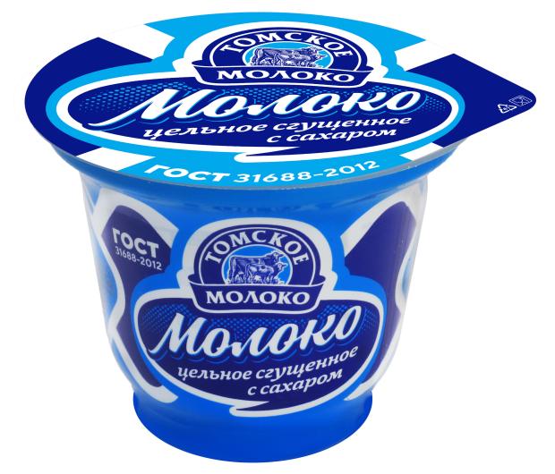 Молоко цельное Томское молоко сгущенное с сахаром 8,5%, 230 г