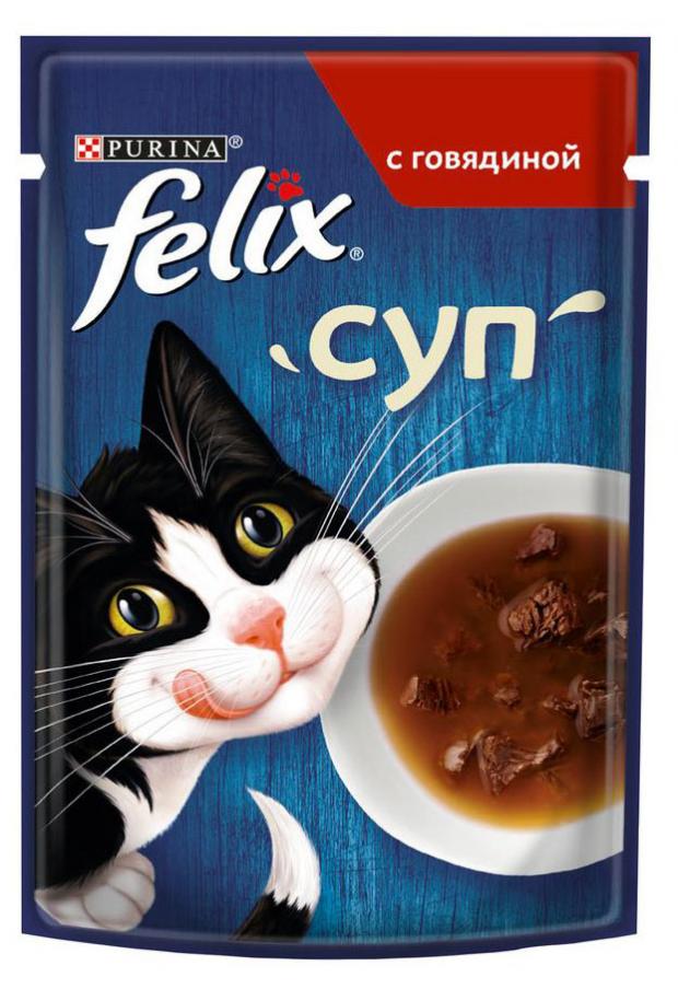 

Влажный корм для кошек Felix Суп говядина, 48 г