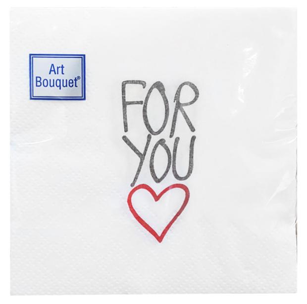 

Салфетки одноразовые бумажные Art Bouquet двухслойные For you 20х20 см, 30 шт