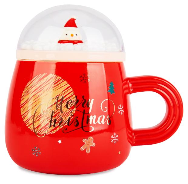 

Кружка Merry Christmas с крышкой красная, 380 мл