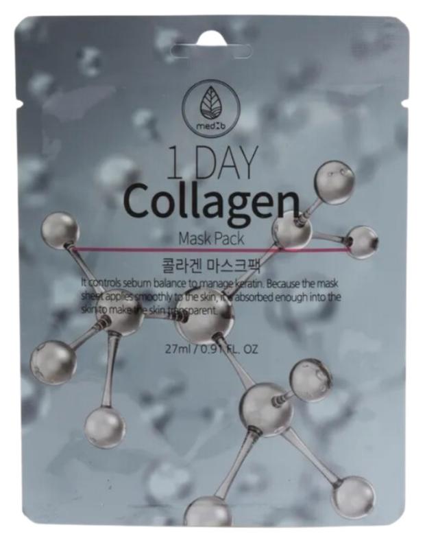 цена Маска тканевая для лица MEDB 1 day collagen с коллагеном, 27 мл