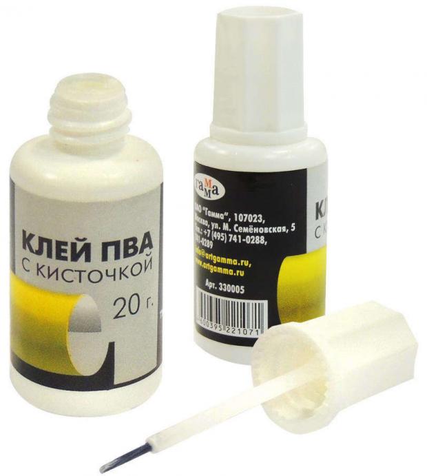 Клей ПВА Гамма с кисточкой, 20 г клей пва 20г с кисточкой forum office collection