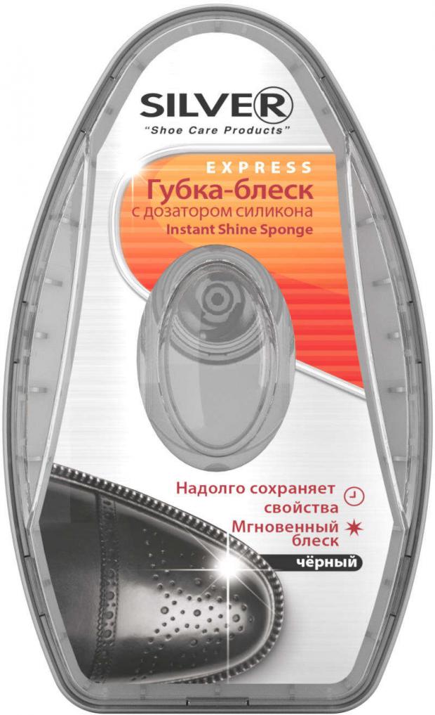 

Губка-блеск для обуви Silver с дозатором силикона черная, 6 мл