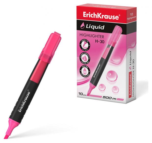 Текстмаркер с жидкими чернилами ErichKrause Liquid H-30, розовый