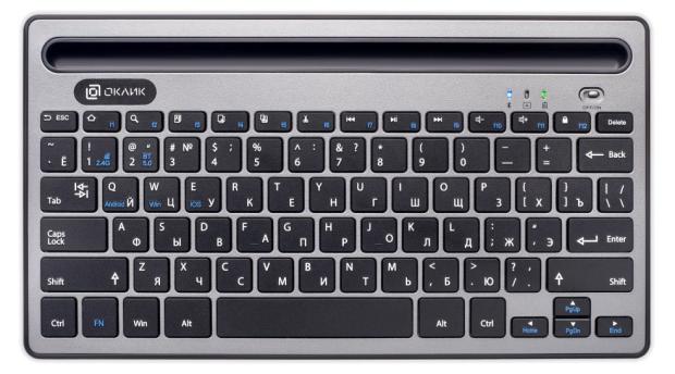 

Клавиатура Оклик 845M серый/черный USB беспроводная BT/Radio slim Multimedia