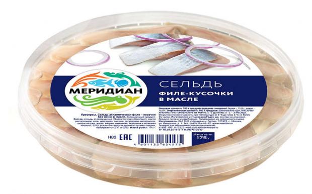 

Филе сельди «Меридиан» кусочки в масле, 150 г