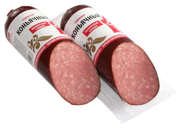 Колбаса варено-копченая Первый мясокомбинат Сервелат Коньячный, 300 г
