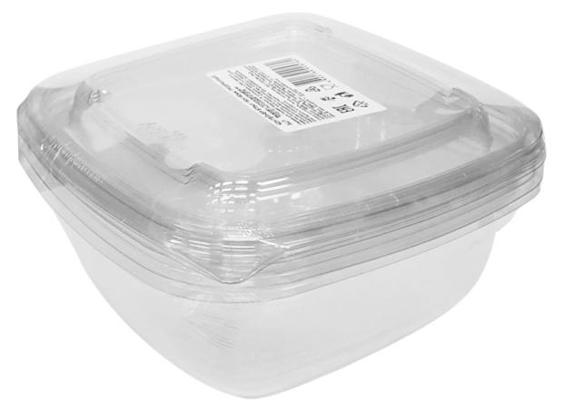 

Контейнер пластиковый для пищевой продукции с крышкой 875мл, 3 шт
