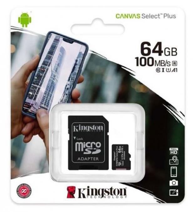 Карта памяти MicroSD Kingston Canvas Select Plus 64Gb 32GB цена и фото