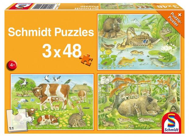 

Пазл Schmidt Spiele Животные с малышами, 3x48 деталей
