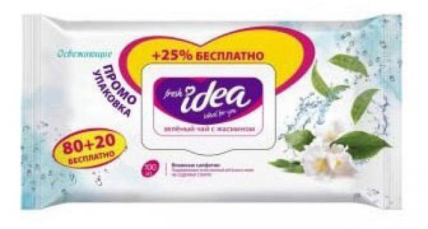 Влажные салфетки Fresh idea зеленый чай с жасмином, 100 шт цена и фото