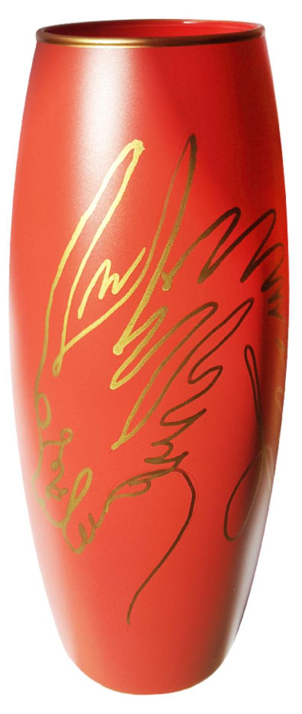 

Ваза для цветов Дракон красный стеклянная, 26 см