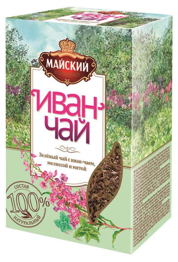 Чай зеленый Майский с иван-чаем мелиссой и мятой листовой, 75 г