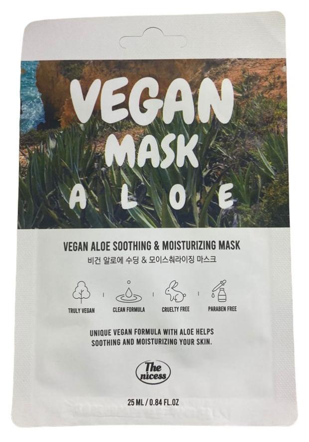 

Маска для лица The nicess Vegan Aloe успокаивающая и увлажняющая, 25 мл