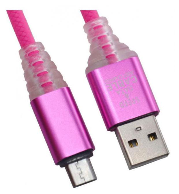 USB кабель Liberty Project Micro USB Змея LED TPE розовый