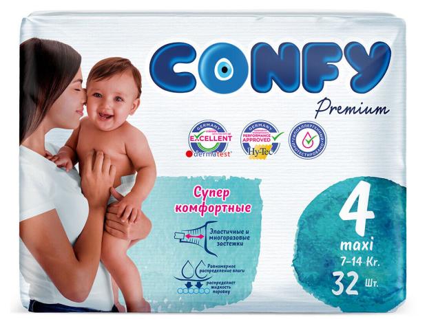 Подгузники Confy Premium Maxi, размер 4 (7-14 кг), 32 шт