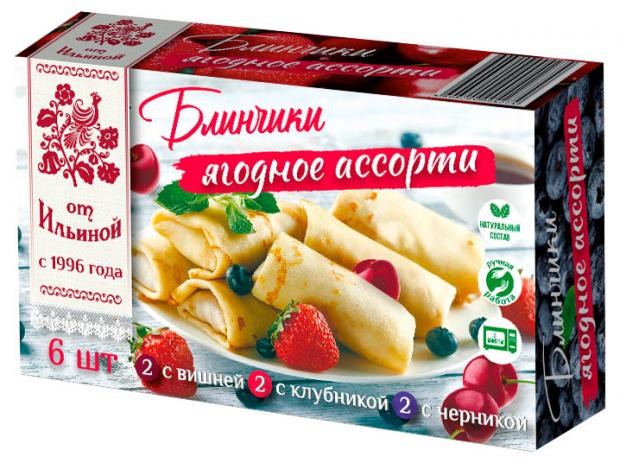 

Блины От Ильиной Ягодное ассорти вишня клубника черника, 360 г