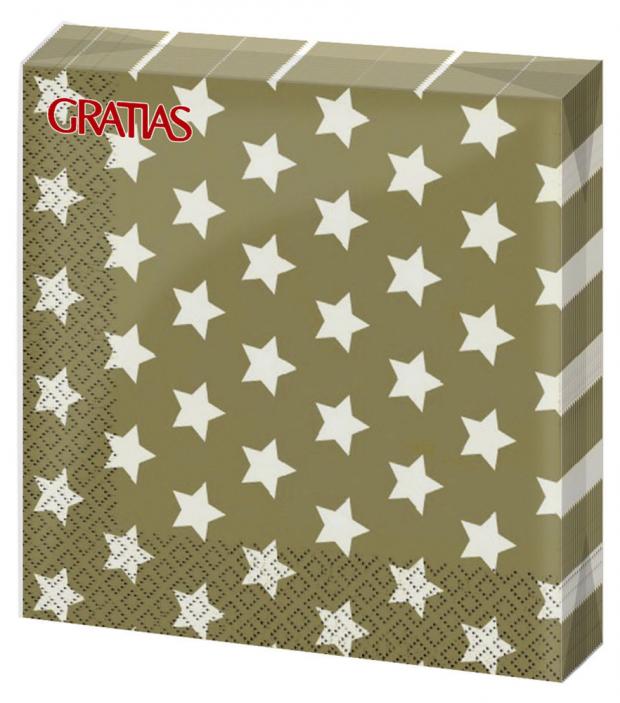 

Салфетки бумажные 3-слойные Gratias Звезды, 20 шт