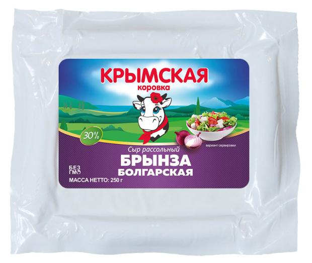 Сыр рассольный Брынза Крымская Коровка 30% БЗМЖ, 250 г сыр рассольный брынза крымская коровка 30% бзмж 250 г