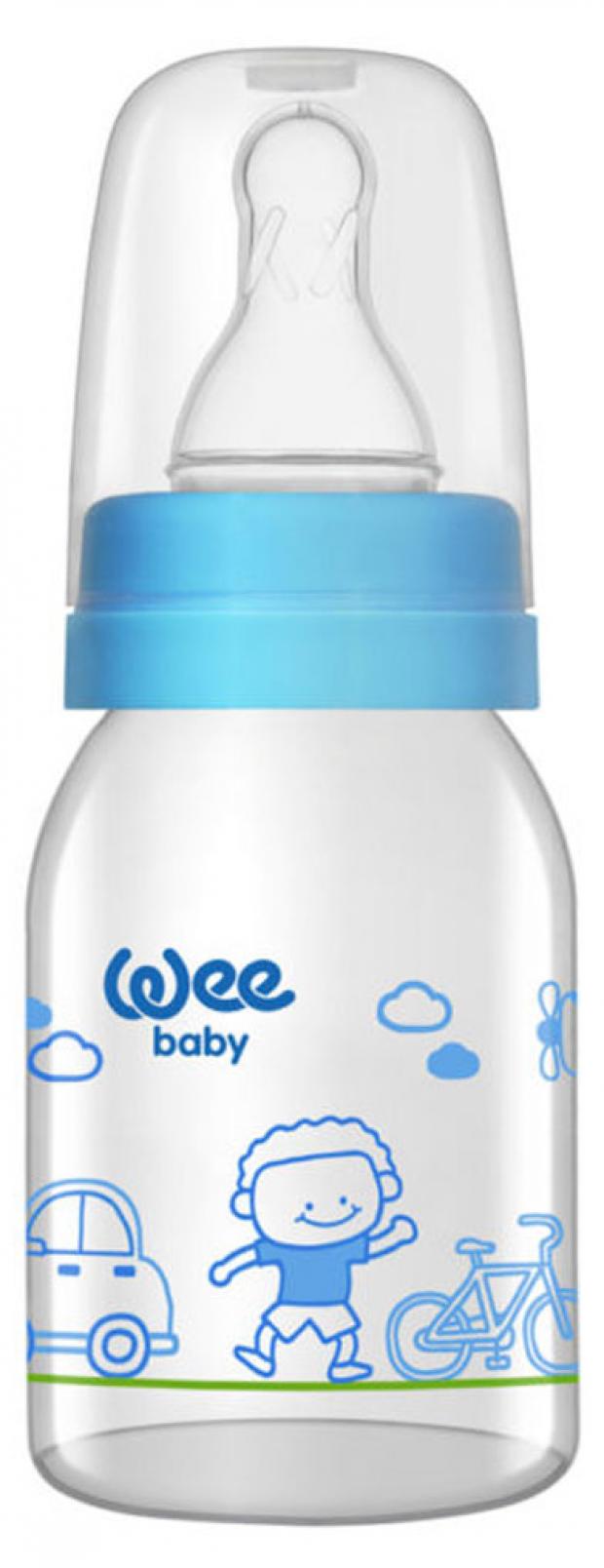 Бутылочка Wee Baby Classic стеклянная для кормления с силиконовой соской размер 1, 125 мл