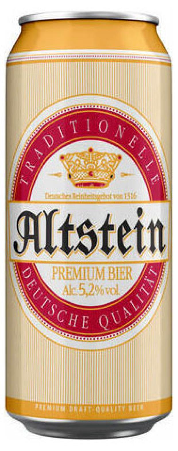

Пиво Altstein светлое фильтрованное в железной банке 5,2 %, 0,45 л