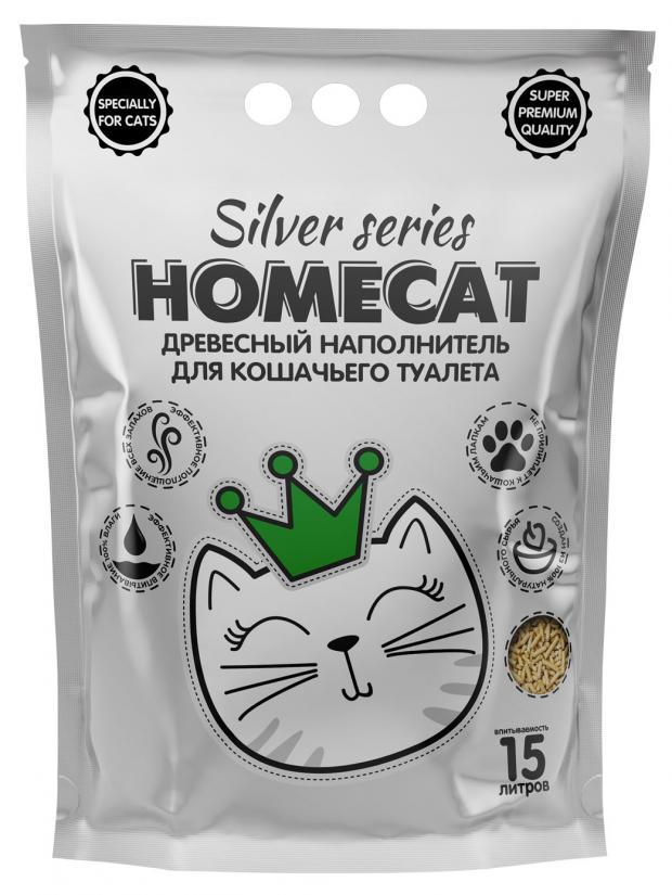 

Наполнитель для кошачьих туалетов HOMECAT SILVER SERIES древесный премиум 15 л, 3 кг